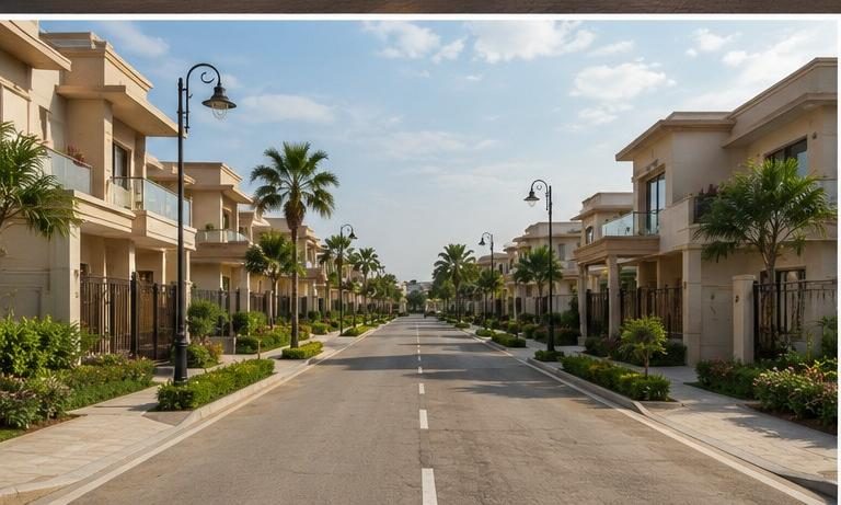 Premium villa street view at Shree Shyam Banke Bihari Smart City